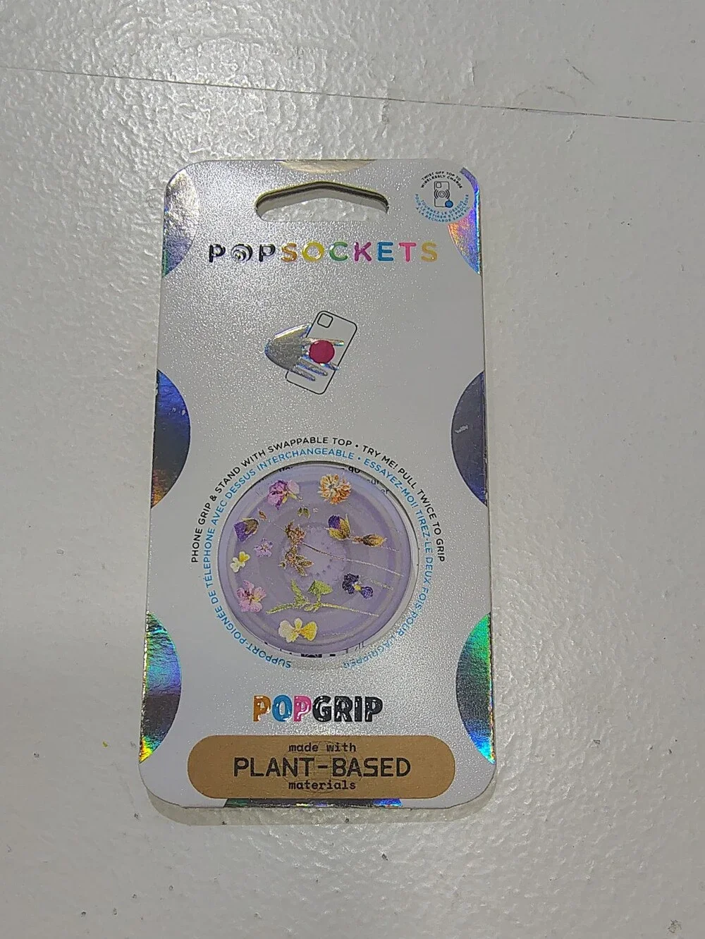 PopSockets PlantCore Cell Phone Grip & Stand With Swappable Top– Purple Fields